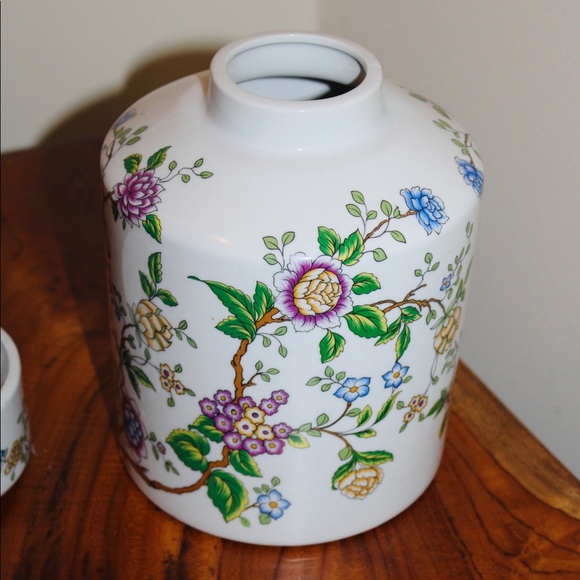 WHITE FLORAL GINGER CERAMIC TEA / CANISTER NEW Manderson Green - Picture 12 of 15